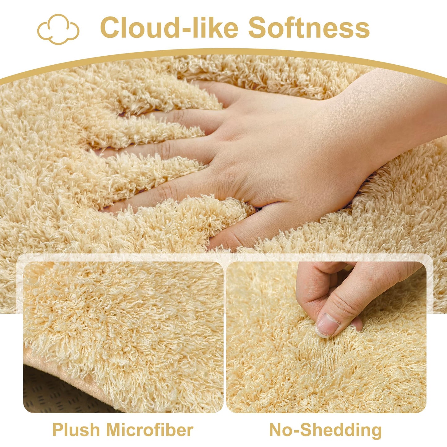 MondayRug Bathroom Rugs Non Slip 24"x16", Absorbent Bath Mats Quick Dry, Shaggy Microfiber Bath Rugs,Extra Soft Plush, Machine Washable Bath Mats for Bathroom Floor, Tub and Shower, Light Yellow