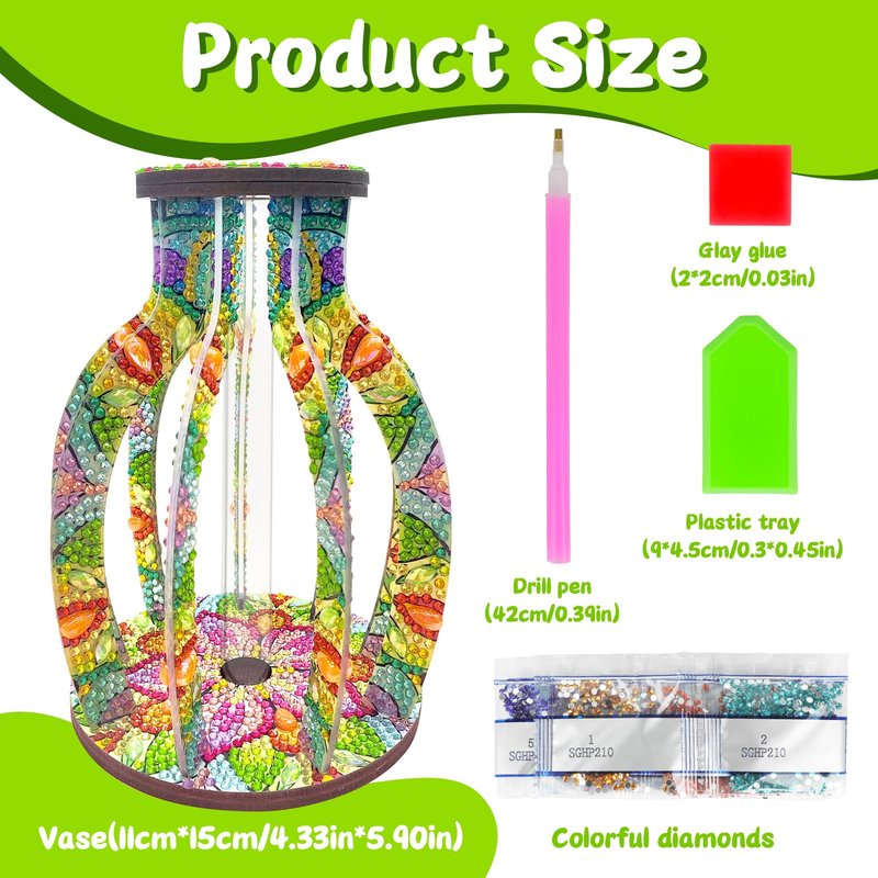 ILYUFO Diamond Art Kits for Adults, DIY Vase Diamond Art, Diamond Painting Kit, Ideal Desktop Ornaments & Thoughtful Female Gifts (Life)