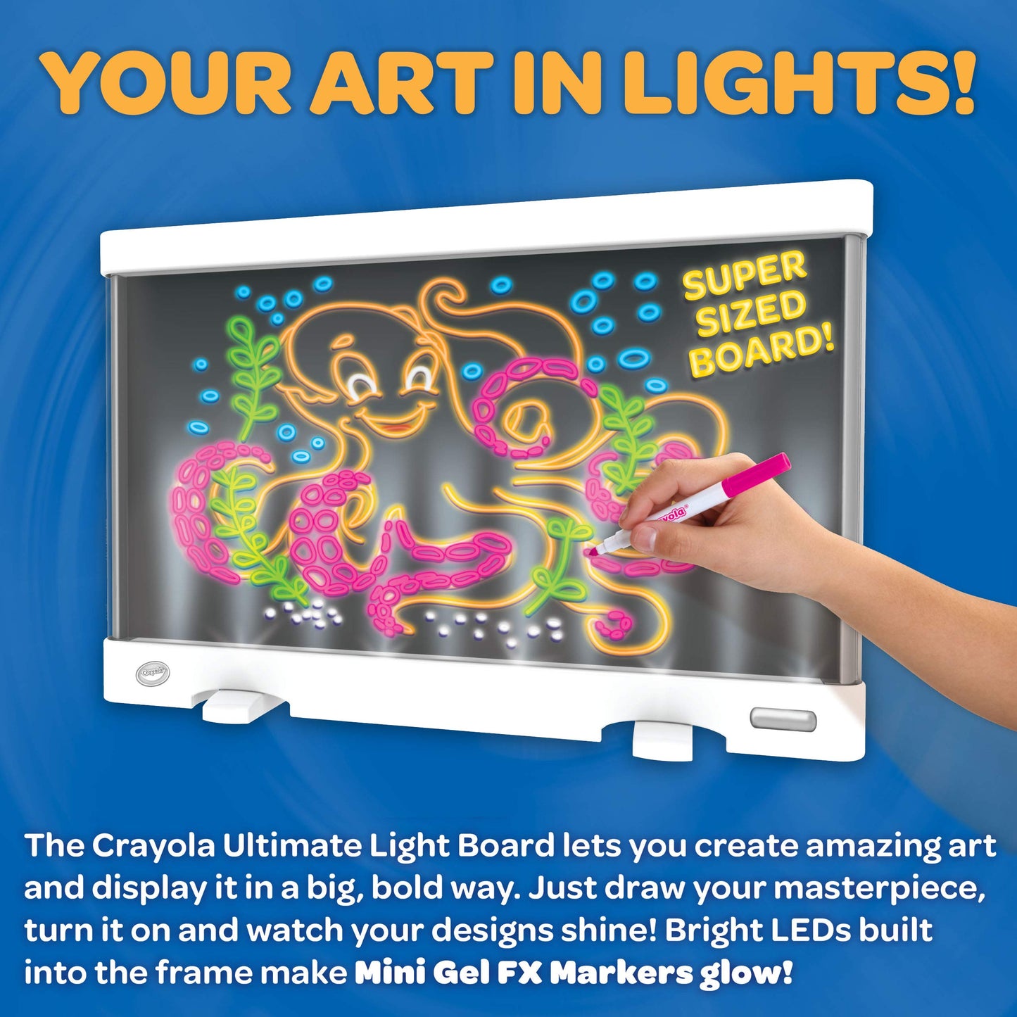 Crayola Ultimate Light Board - White, Kids Drawing Tablet, Holiday & Christmas Gifts, LED Drawing Board, Sketching Art Projector, Toys for Boys & Girls, 6+