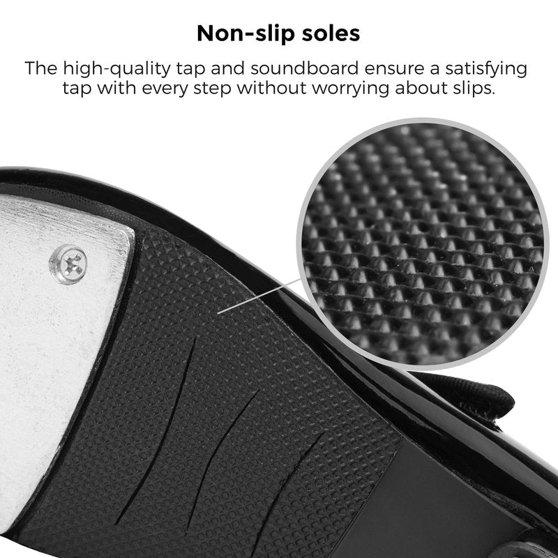 Stelle Tap Shoes for Girls Toddler Boys PU Leather Dance Shoes(Toddler/Little Kid/Big Kid)(Black,9MT)