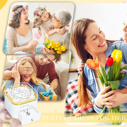 Beferr Valentines Day Gifts for Her Preserved Real Rose with Necklace Eternal Roses Forever Flowers for Delivery Prime Mothers Anniversary Birthday Gifts for Women Mom Grandma Wife Daughter Girlfriend