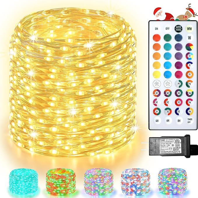 300 LED Fairy Lights Color Changing, 98 FT 35 Colors String Lights with Remote, 17 Single Color & 18 Holiday Colors, Christmas Twinkle Light Plug in for Bedroom Holiday Wedding Indoor Party Decor