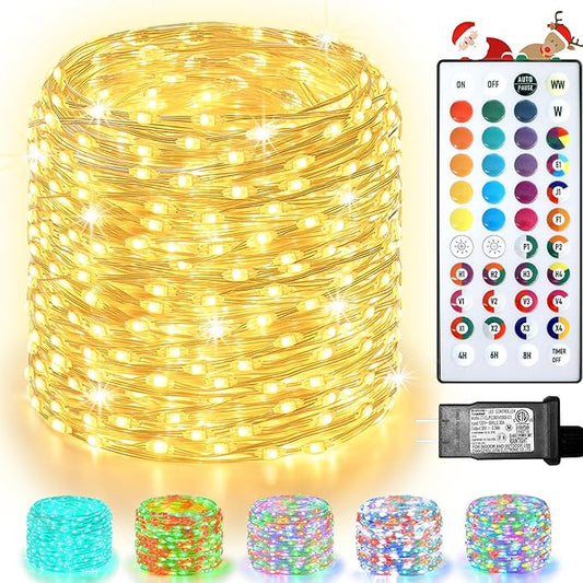 300 LED Fairy Lights Color Changing, 98 FT 35 Colors String Lights with Remote, 17 Single Color & 18 Holiday Colors, Christmas Twinkle Light Plug in for Bedroom Holiday Wedding Indoor Party Decor