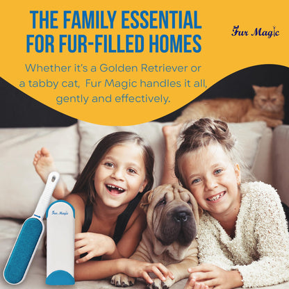 Fur Magic Pet Hair Remover Lint Brush With Self-Cleaning Base, Reusable Fluff Remover for Clothes, Double-Sided Fur Cleaner for Dog and Cat