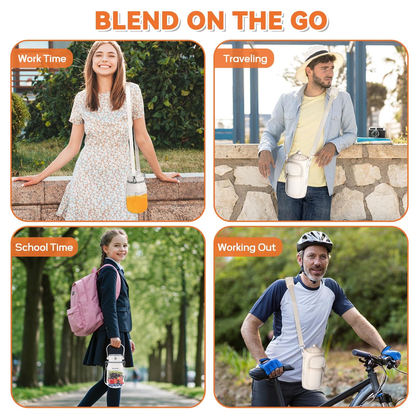 Portable Blender Personal Juicer for Shakes and Smoothies - 20 OZ Electric Protein Shaker Bottle with Insulated Sleeve, Travel Lid, USB-C Rechargeable - Mini Small Blender Cup for Kitchen, Office, Gym