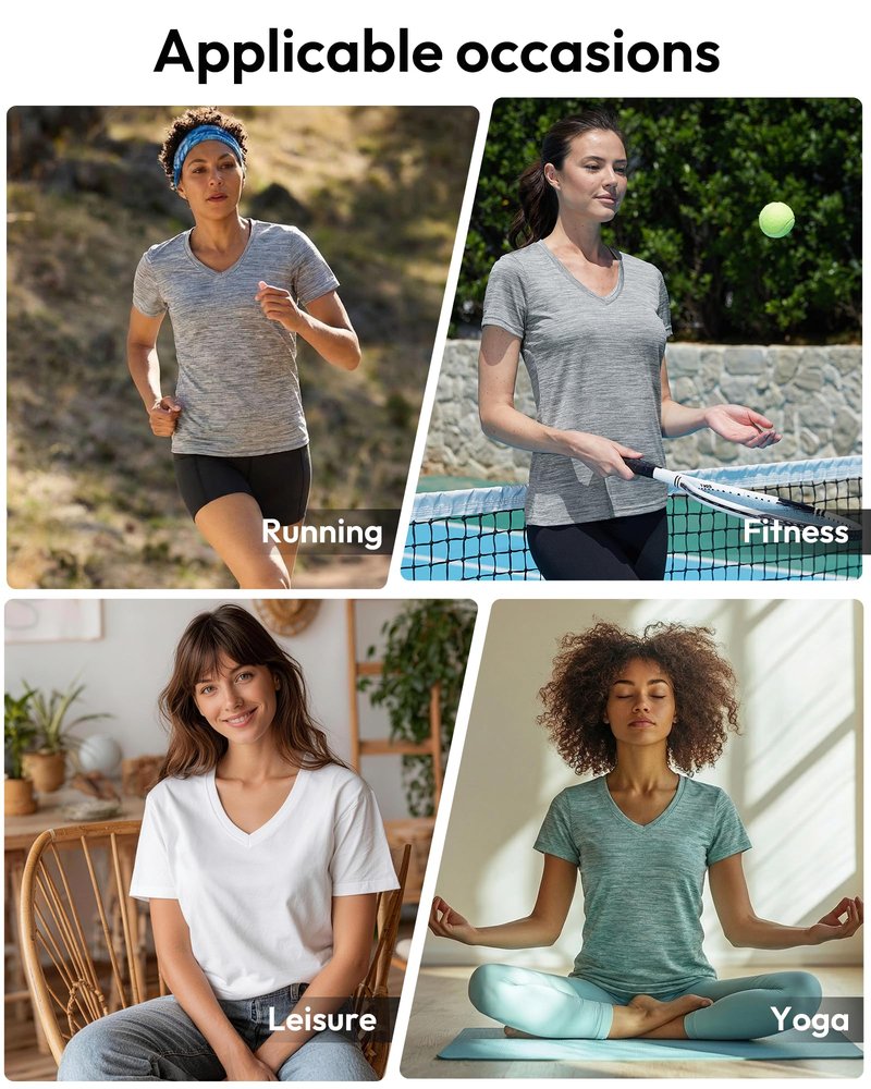 Workout Shirts for Women, Moisture Wicking Quick Dry Active Athletic Women's Gym Performance T Shirts