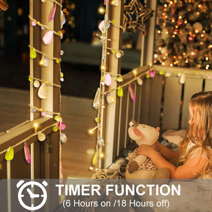 Battery Operated Fairy String Lights, Acrylic Gems Jewels String Lights with Remote 8 Modes Timer Function,30 Warm White LED Battery Powered Fairy Lights for Bedroom Party Decor