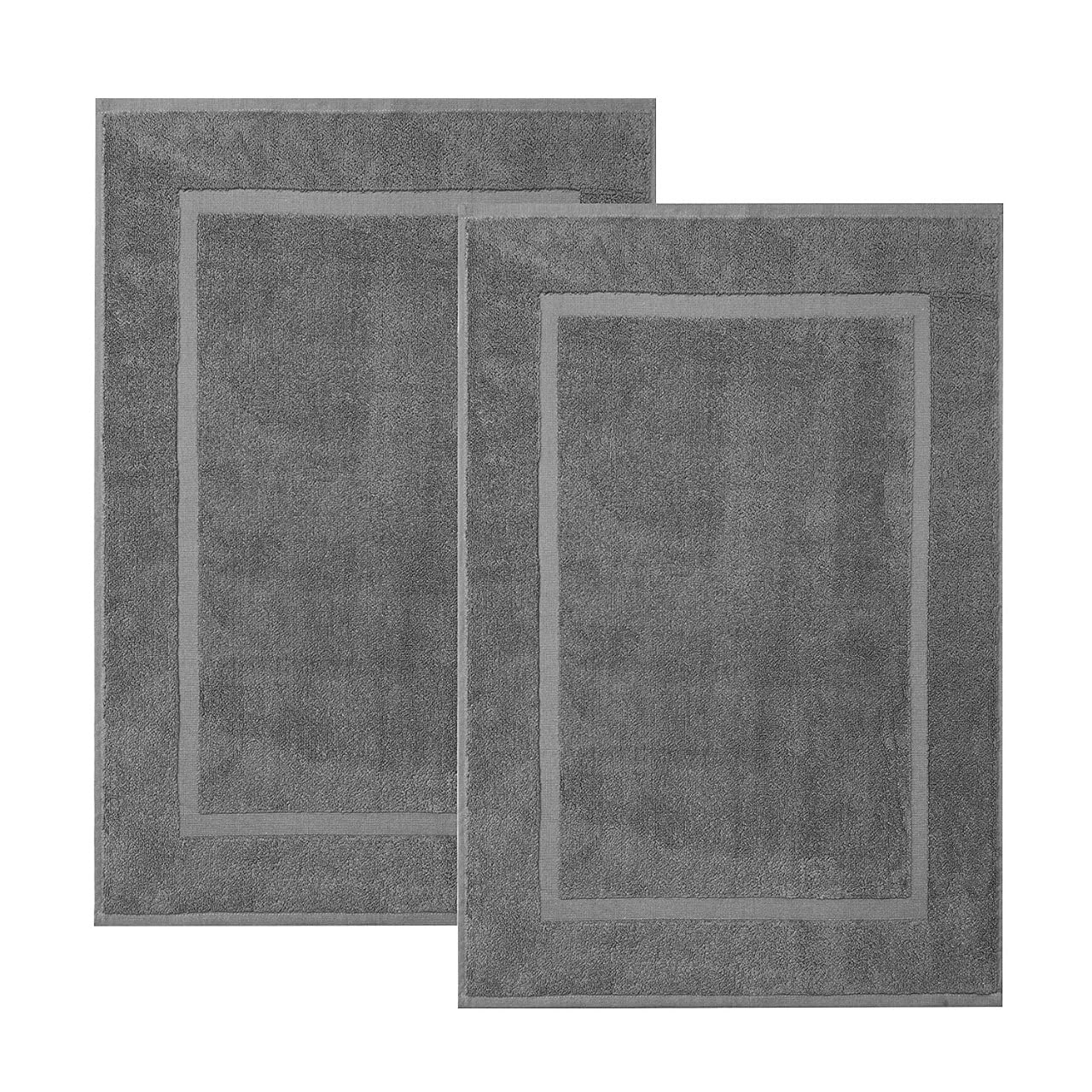 KAHAF COLLECTION Bath Mat Floor Towel Set - Absorbent Cotton Hotel Spa Shower/Bathtub Mats [Not a Bathroom Rug] 22"x34" Pack of 2
