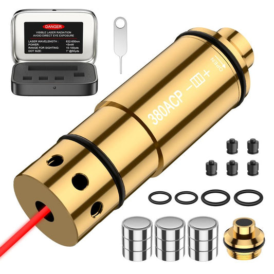 Vstranics 380ACP Laser Training Cartridge Dry Fire Training System with Rubber Snap Cap, O-Rings and 3 Set Batteries for Dry Fire Practice and Shooting Training