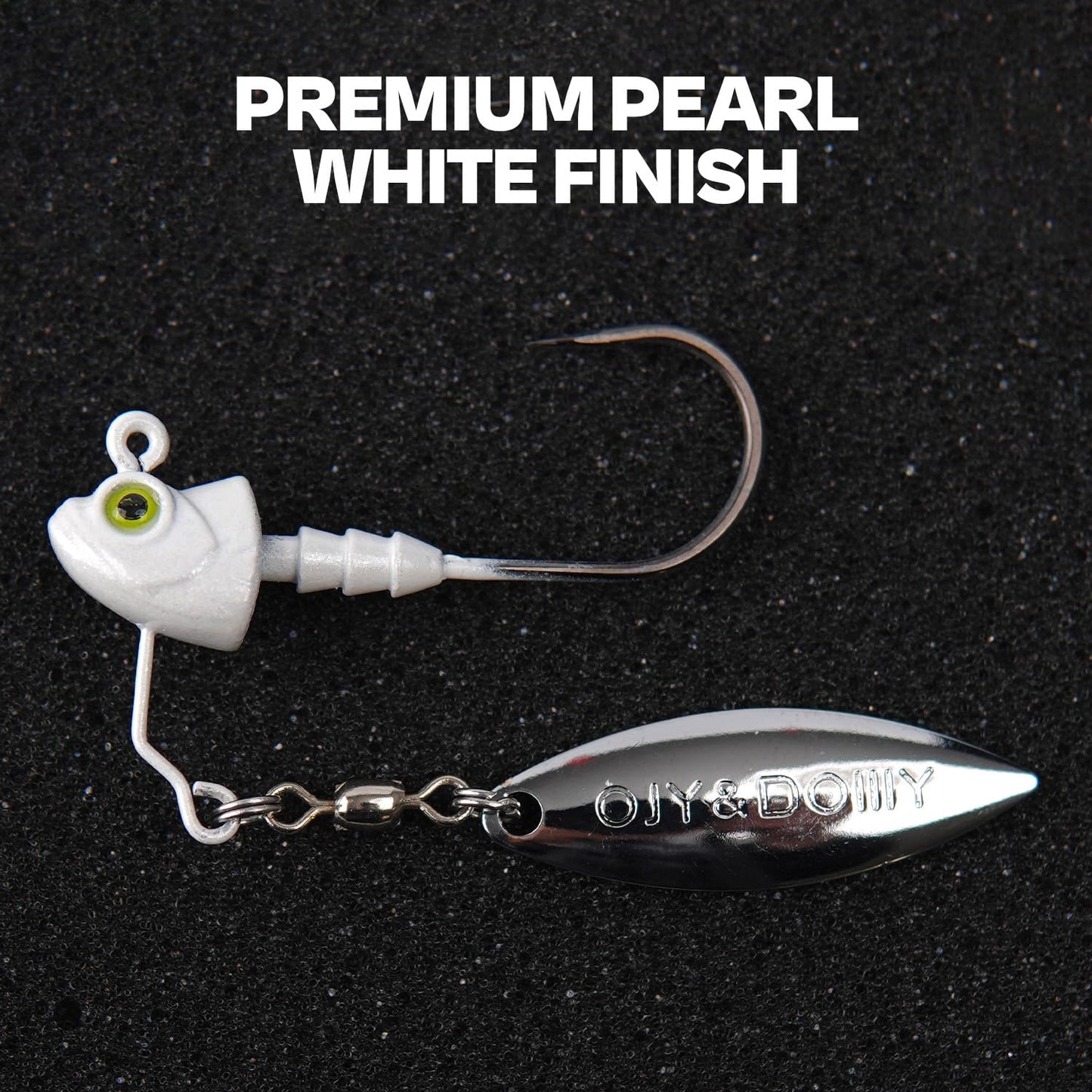 6-Pack Underspin Jig Heads with 100% Brass Blade (Never Rust) - 3/16oz, 1/4oz, 3/8oz, 1/2oz - Bass & Saltwater Fishing