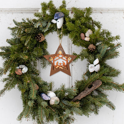 Creawoo Nativity Scene Ornaments, Christmas Wooden Hanging Ornament Star Shaped Nativity Scene Keepsake for Xmas Tree, The Birth of Jesus Decoration, Religious Gift for Family Friends and Christian