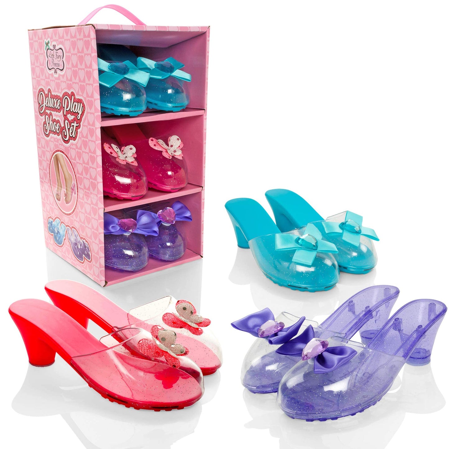 Little Fairy Princess Dress Up Shoes - 3 Soft Princess Jelly Shoes, Kids, For Girls Age 3-6 Years, Little Girls Shoe Storage Box, Fancy Dress, Toys
