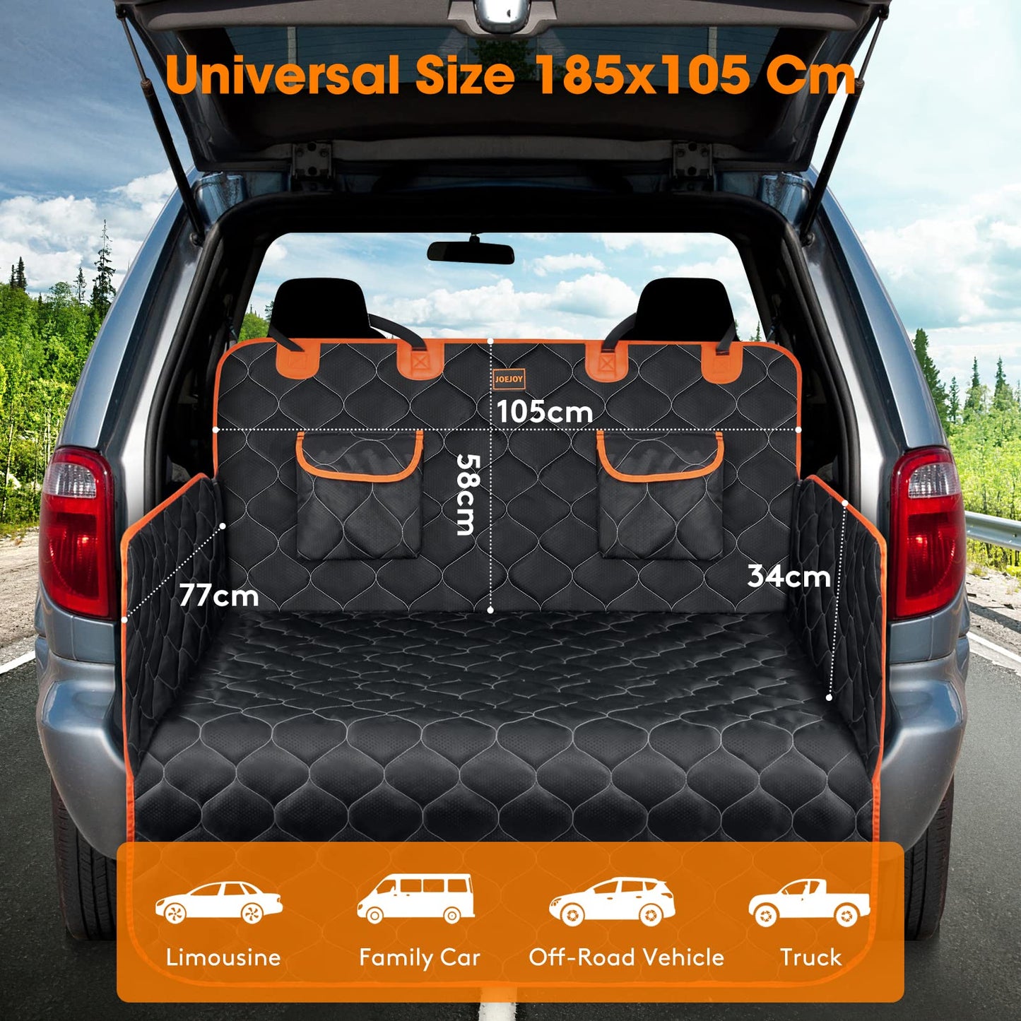 JOEJOY Car Boot Protector, Nonslip Waterproof Dog Car Seat Cover with Enduring Antifouling Liner, Side Protection and Easy to Clean, Boot Protector Blanket for Truck, SUV