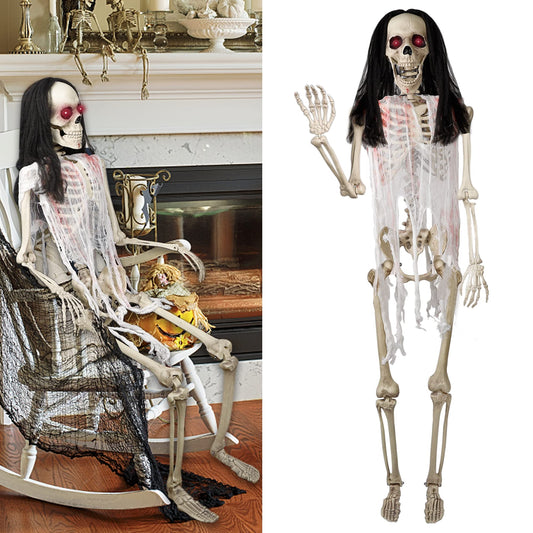 DR.DUDU Halloween Skeleton 5.4 Ft Full Body Posable Joints, Realistic Life Size Bones Haunted House Prop Accessories, Spooky Decorations for Party Indoor Outdoor