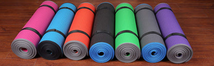 Fitvids All-Purpose 2/5-Inch (10mm) Extra Thick High Density Anti-Slip Exercise Pilates Yoga Mat with Carrying Strap, Gray