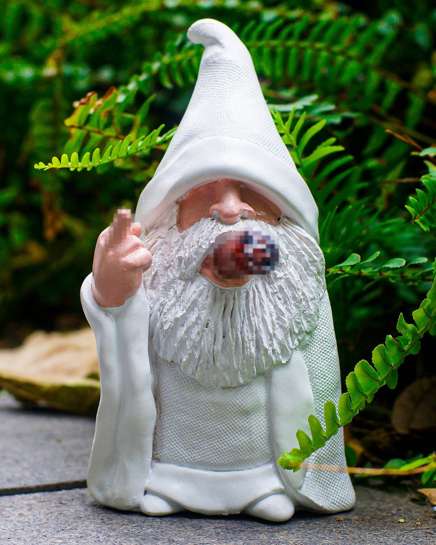 Leverse Middle Finger Decor Statue, 5.9in Smoking Wizard Dwarf- Funny Garden Gnomes Outdoor Decorations for Lawn Patio Yard Home Decor Easter Halloween