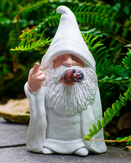 Leverse Middle Finger Decor Statue, 5.9in Smoking Wizard Dwarf- Funny Garden Gnomes Outdoor Decorations for Lawn Patio Yard Home Decor Easter Halloween