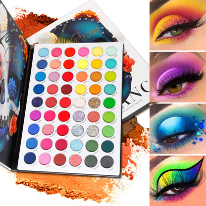 BEUSELF Neon Eyeshadow Palette, Highly Pigmented 54 Color Matte Shimmer Glitter Blacklight Makeup Pallet Glow In the Dark, Long Lasting Waterproof Rainbow Uv Colorful Eye Shadow for Rave,Party,Cosplay