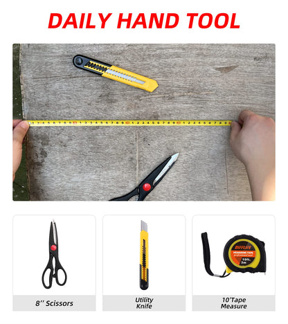 DIFFLIFE 40-Piece Tool Set - General Household Hand Tool Kit with Plastic Toolbox Storage Case…