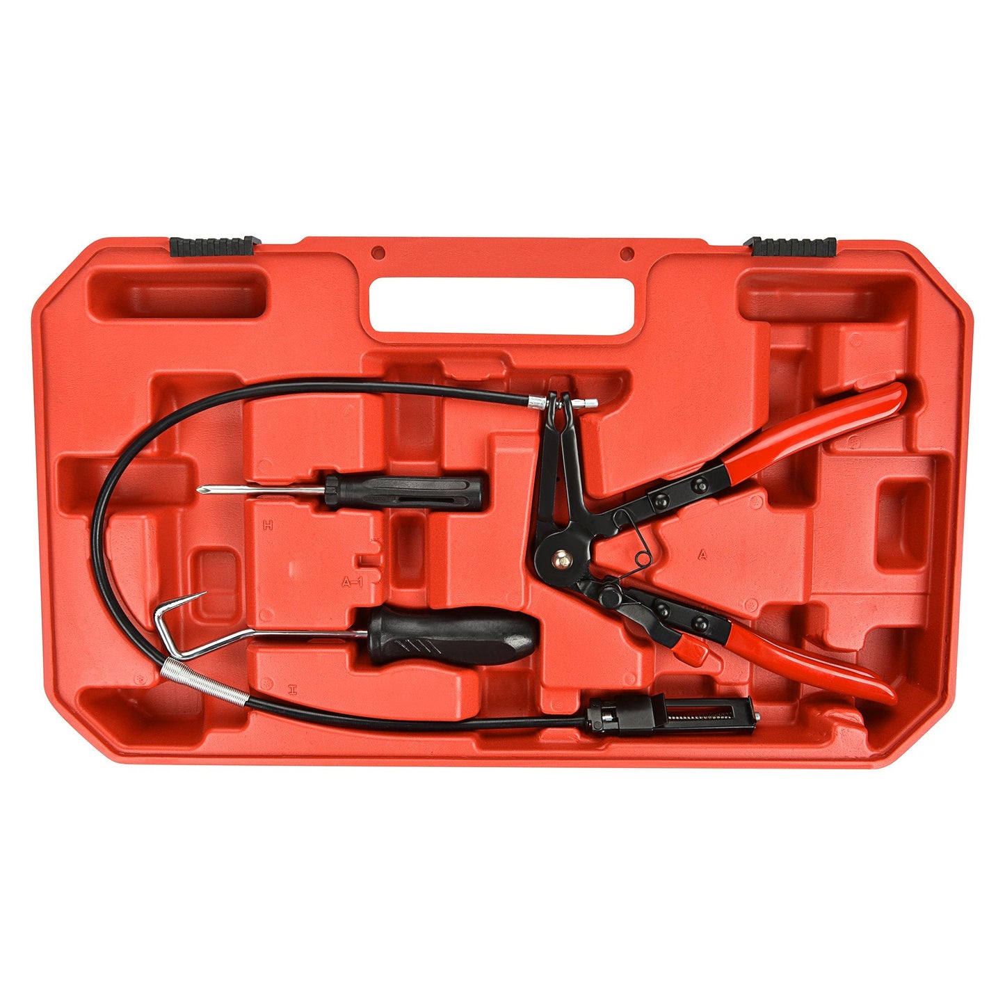 BETOOLL 9pc Hose Clamp Pliers, Professional Automotive with Flexible Wire Long Reach, Clic R Type Swivel Jaw and Flat Band Pliers for Coolant Radiator Heater/Water Hose (Red)