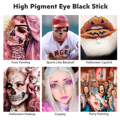 FIVEFULU Black and White Face Paint Halloween Makeup Kit, Matte Lipstick Set Eye Black Stick, Body Paint Face White Foundation Makeup for Halloween Zombie Clown Vampire Skeleton Skull Joker