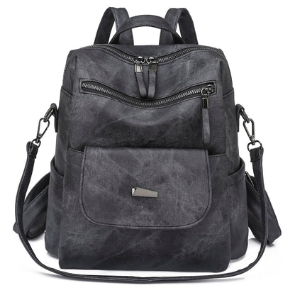 Puwuzixi Women Backpack Waterproof Anti-Theft Lightweight PU Fashion Travel Multipurpose Convertible Purse Shoulder Bag Handbag Backpack Black