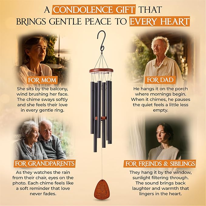 32 Inch Memorial Wind Chimes Outdoor, Sympathy Gifts for Loss of Loved One, Memorial Gifts for Loss of Mom, Sympathy Wind Chimes for Mother, Father, Brother, Sister