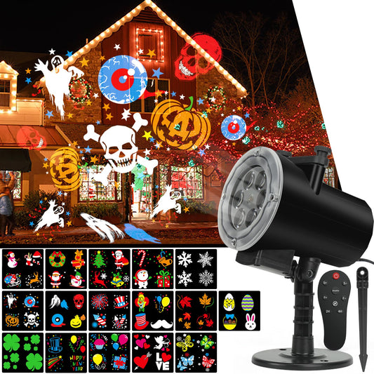 Christmas Halloween Lights Projector,Waterproof IP65 Indoor Motion Remote Control 10W LED Projector, 16 Slides Holiday Light Party Outdoor Garden House Apartment Kids Room Night Light