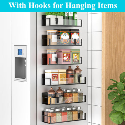 Metal 4 Pack Magnetic Spice Storage Rack Organizer for Refrigerator and Oven, Black Fridge Organizers and Storage