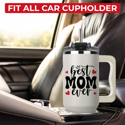 Christmas Gifts For Mom - Best Mom Ever Tumbler With Handle 40oz, Mommy Coffee Mug, Mama Tumblers, Momma Gift Ideas, Funny Birthday Present For Her, Cute Mother Day Gift Tumbler, Mom Cup