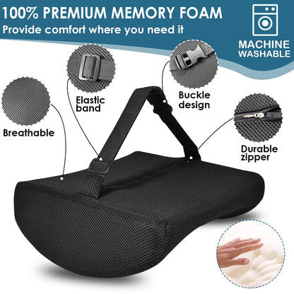 HomDSim Memory Foam Lumbar Cushion Lower Back Support Pillow Posture Correcting Car Seat Home Office Chair (Black)