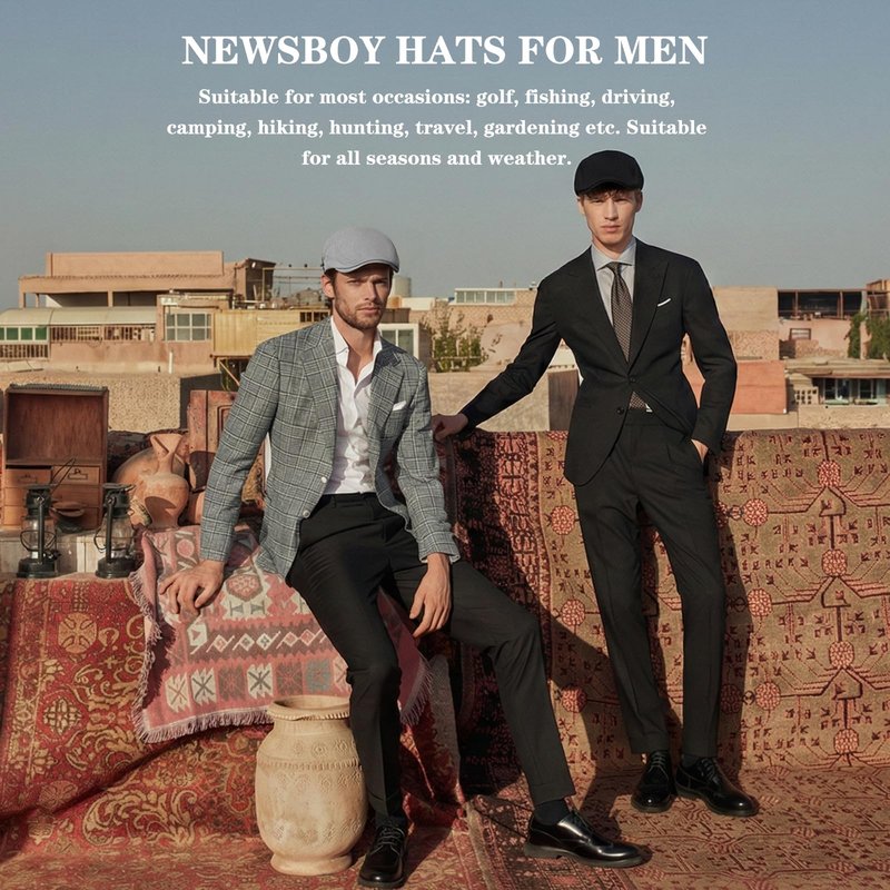 meioro Cotton Newsboy Cap for Men Striped Texture Flat Cap Gatsby Irish Cabbie Ivy Newsboy Hat Adjustable Breathable Summer Flat Caps Mens Driving Hunting Fishing Golf Dress Beret Hats(Green)