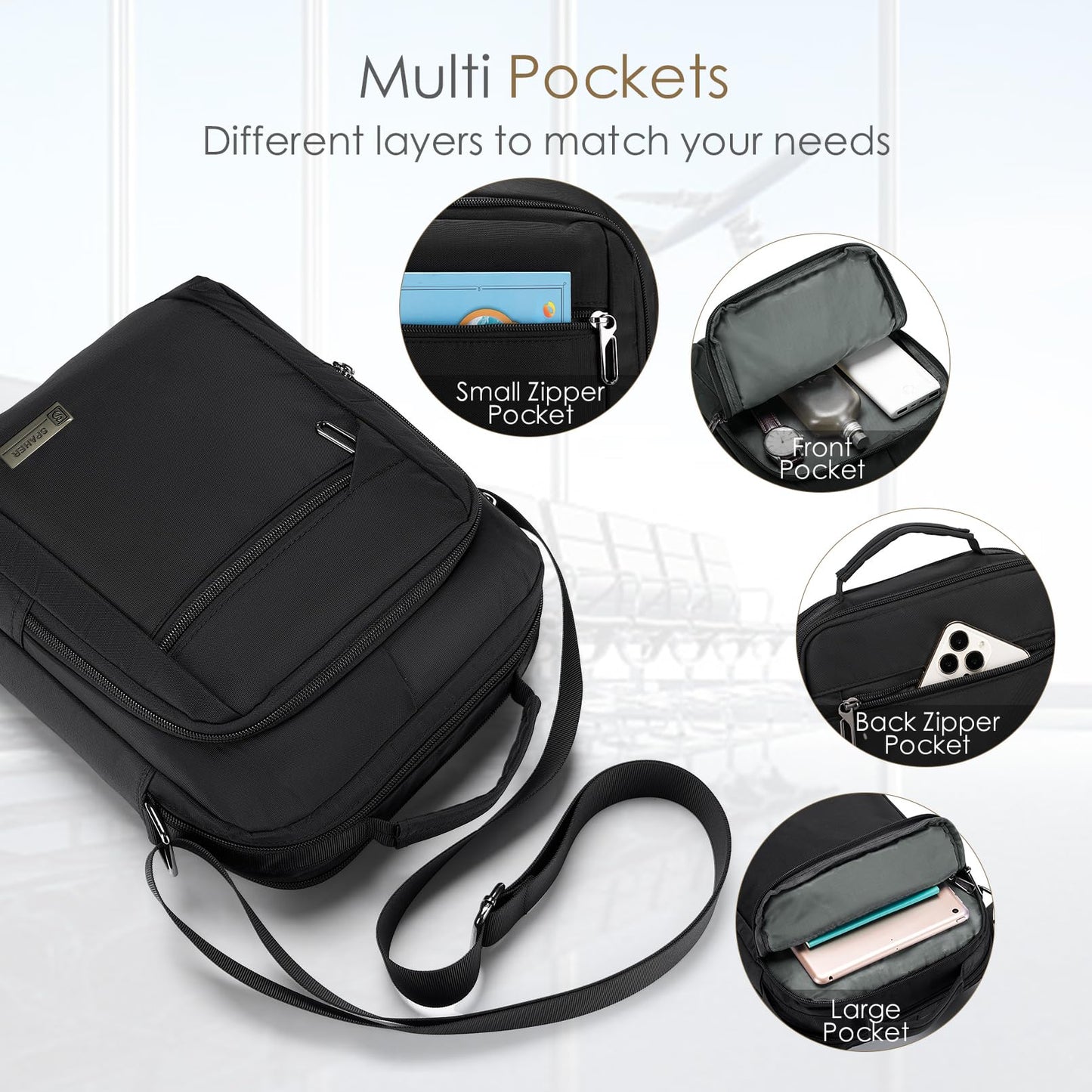 SPAHER Men Handbags Shoulder Bags Messenger Business Bag Crossbody Satchel Sling Waterproof Travel Bag Daily Man Bag Gift with Adjustable Shoulder Strap for Ipad