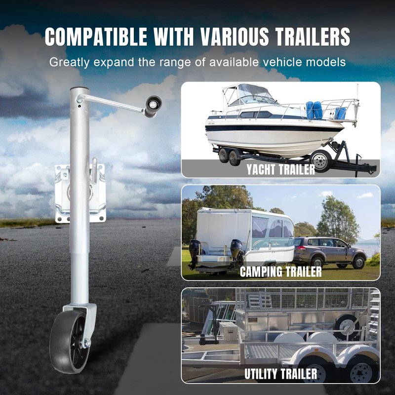 Torin 1000 lbs Trailer Jack with Wheel, Heavy Duty Swivel Boat Trailer Jack Single Whee, 10" Lift, Bolt-on Trailer Tongue Jack for RV Boat ATR39001B, Silver