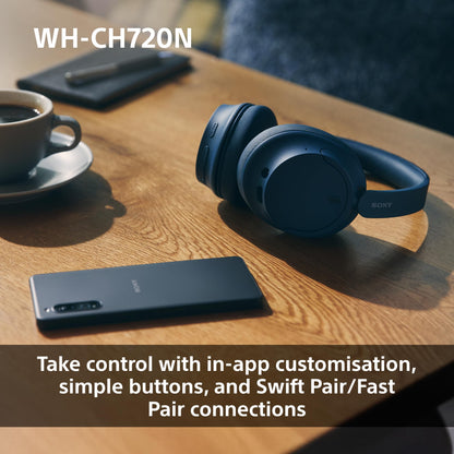 Sony WH-CH720N Wireless Bluetooth Noise Cancelling Over-Ear Headphones, Ambient Sound Mode, Lightweight Design, up to 35 hr battery life, iOS & Android - Black