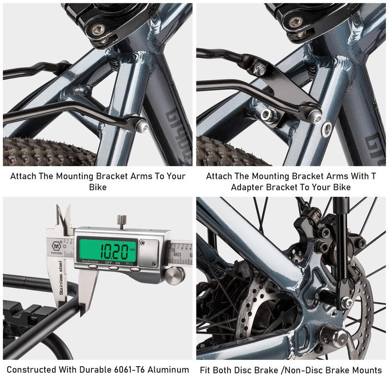 Bike Rear Rack - Bicycle Pannier Rack Compatible with MIK System, Bike Cargo Rack for Disc Brake/Non-Disc Brake Mount - Height Adjustable for 26"-29" Frames