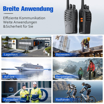 JUCJET Walkie Talkies 2023 Upgraded 88E Walkie Talkie Long Range for Adults with Earpieces, 16 Channel Handheld 2 Way Radio Rechargeable with Flashlight Li-ion Battery and Charger(4 Pack)