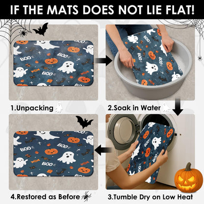 ArtSocket Fun Halloween Cute Ghosts Bathroom Set with Shower Curtain and Rugs Accessories, Pumpkins Halloween Spooky Spooky Shower Curtain for Bathroom Decor 4 Pcs