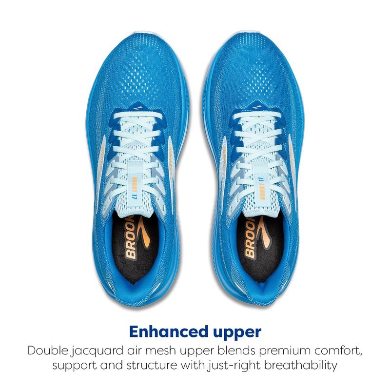 Brooks Men’s Ghost 17 Neutral Running Shoe - Cloissone/Blue/Orange - 10 Medium
