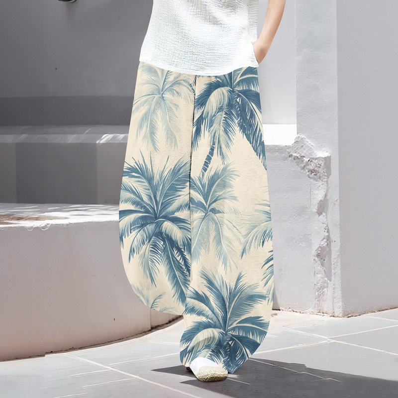 Printed Yoga Pants Casual Wide Leg Elastic Waist Walk Active Beach with Pockets Womens Workout Trousers Style16 XL