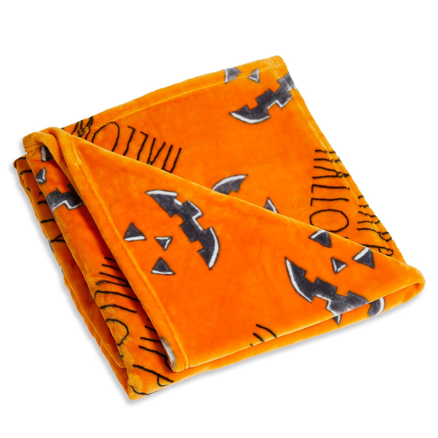 Rae Dunn Throw Blanket- Soft, Decorative Blankets for Bed or Couch, Cozy Throws for Sofa, Soft Plush Throw Embroidered Happy Halloween, 50 inches x 70 inches