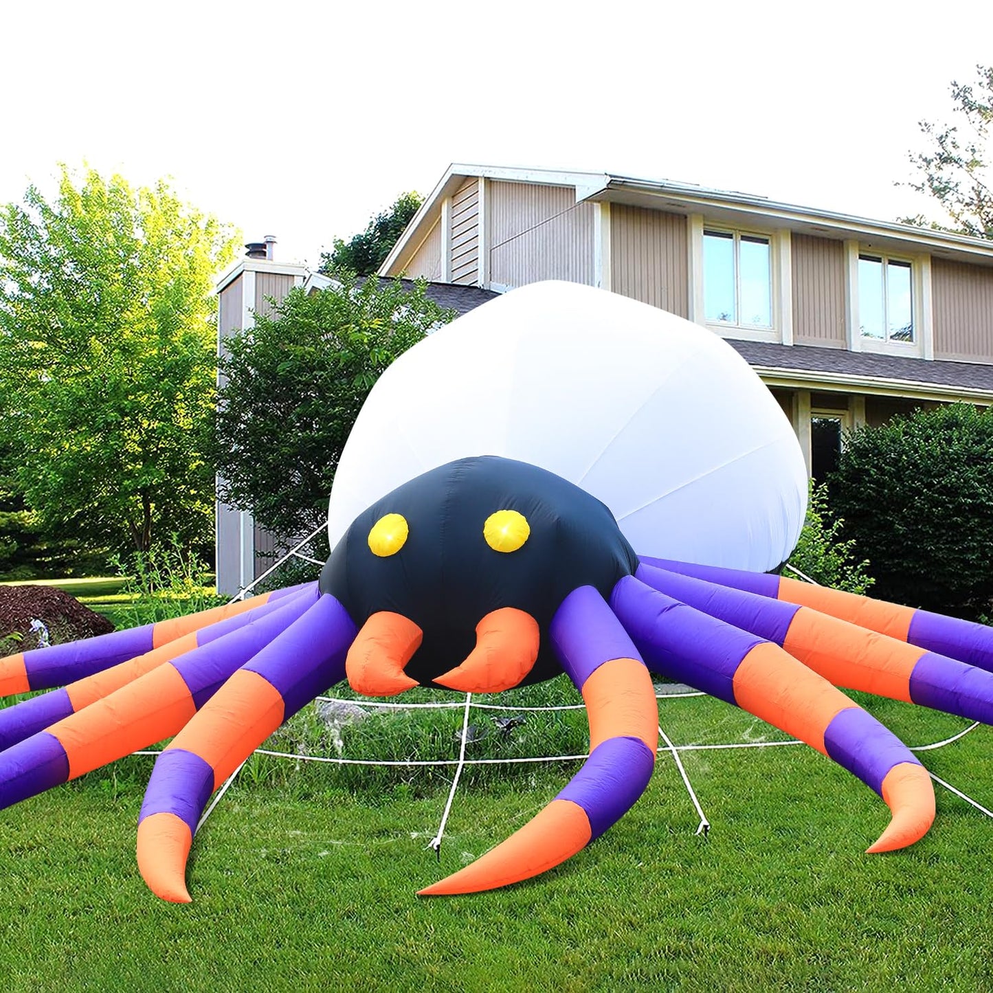 DomKom Giant 16FT Halloween Inflatable Decorations Spider, Build-in Magic LED Lights Holiday Blow Up Yard Decoration for Halloween Holiday Party Outdoor,Garden Yard Lawn Decor