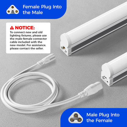 Barrina Led Batten Light 4ft, 6 Packs, T5 Led Tube Lights, 2200lm 6500K Super Bright White LED Garage Lighting, Wall and Ceiling Batten Lights, 20W