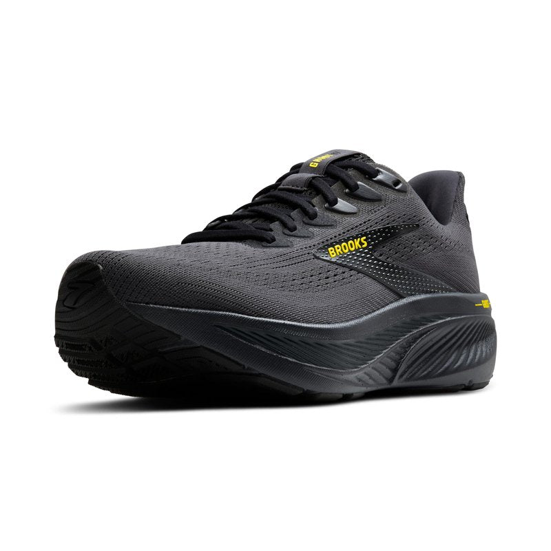 Brooks Men’s Ghost 17 Neutral Running Shoe - Ebony/Black/Yellow - 7 Medium