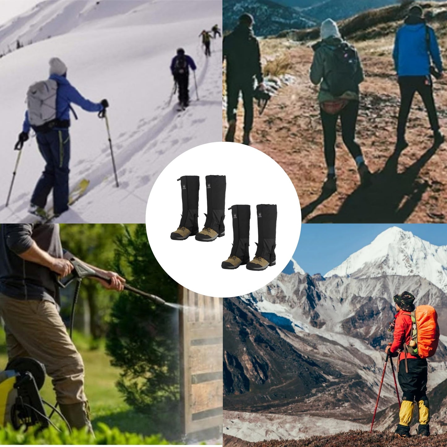 UNIQOCK 2 Pairs Leg Gaiters Adjustable Shoe Snow Boot Guard Gators for Running Shoe Gaiters, Trail Running Gaiters Sandproof, Waterproof Hiking Gaiters, Ankle Gaiters, Snow, Mountain Climbing