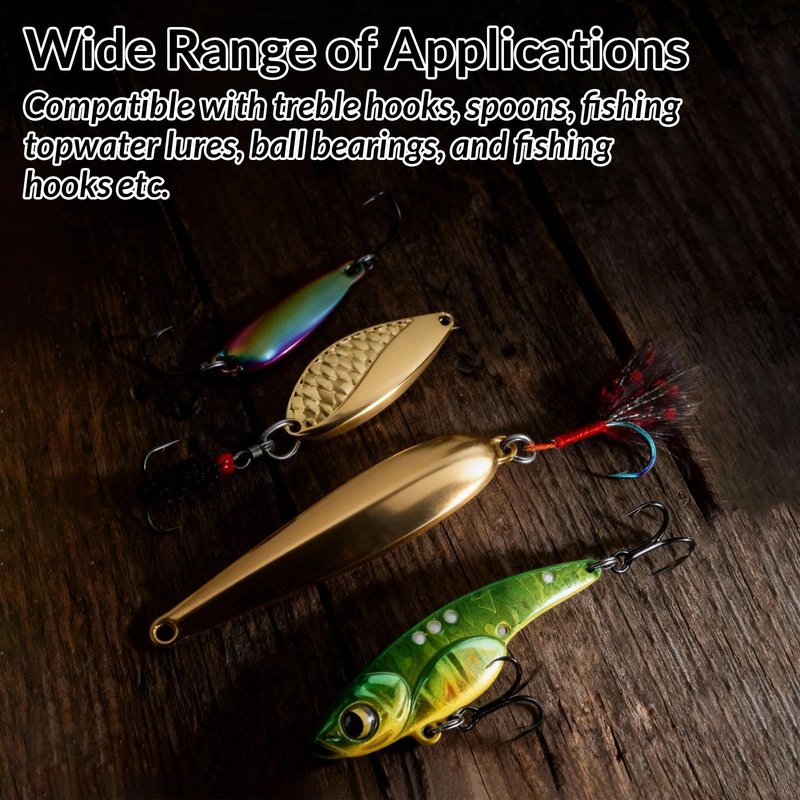 FishTrip Split Rings Fishing 50Pcs - Stainless Steel Heavy Duty Split Ring Pliers Saltwater Treble Hooks Terminal Tackle Connector (Size 8)