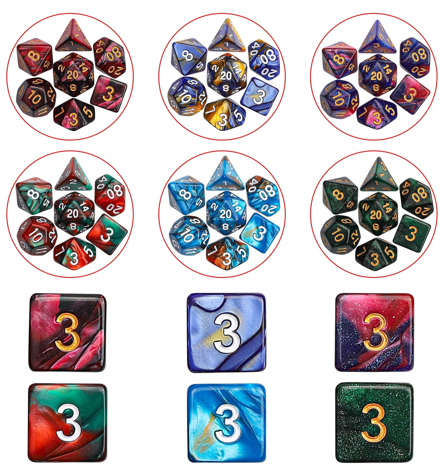 CiaraQ DND Dice Sets - 26 X 7 Polyhedral Dice (182pcs) with a Large Drawstring Bag Great for Dungeons and Dragons, Role Playing Table Game.