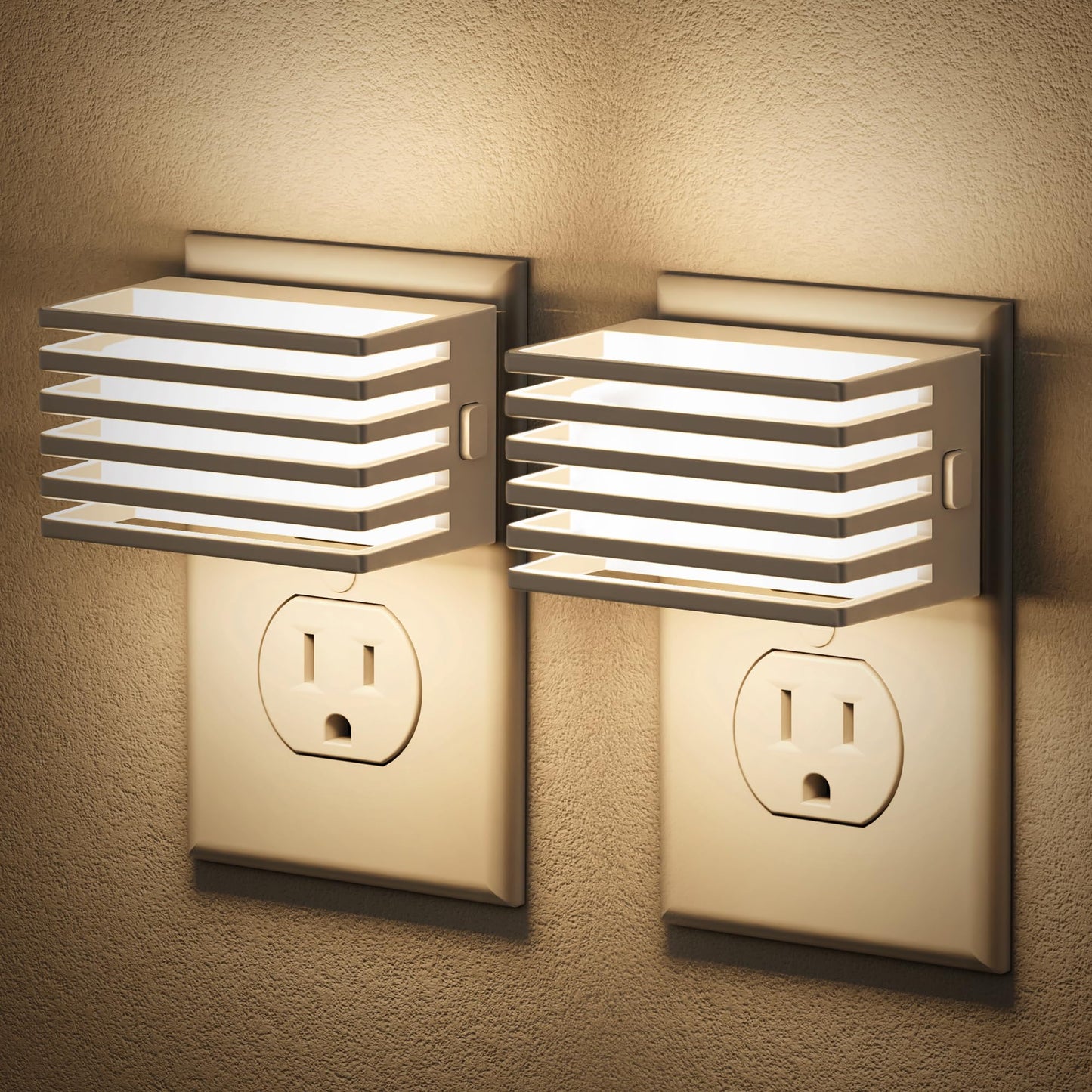 JandCase LED Night Light, [2 Pack] Night Lights Plug into Wall with Dusk to Dawn Sensor, Dimmable Plug in Night Light, Adjustable Brightness, 3000K Soft White Nightlight for Bedroom Bathroom Hallway