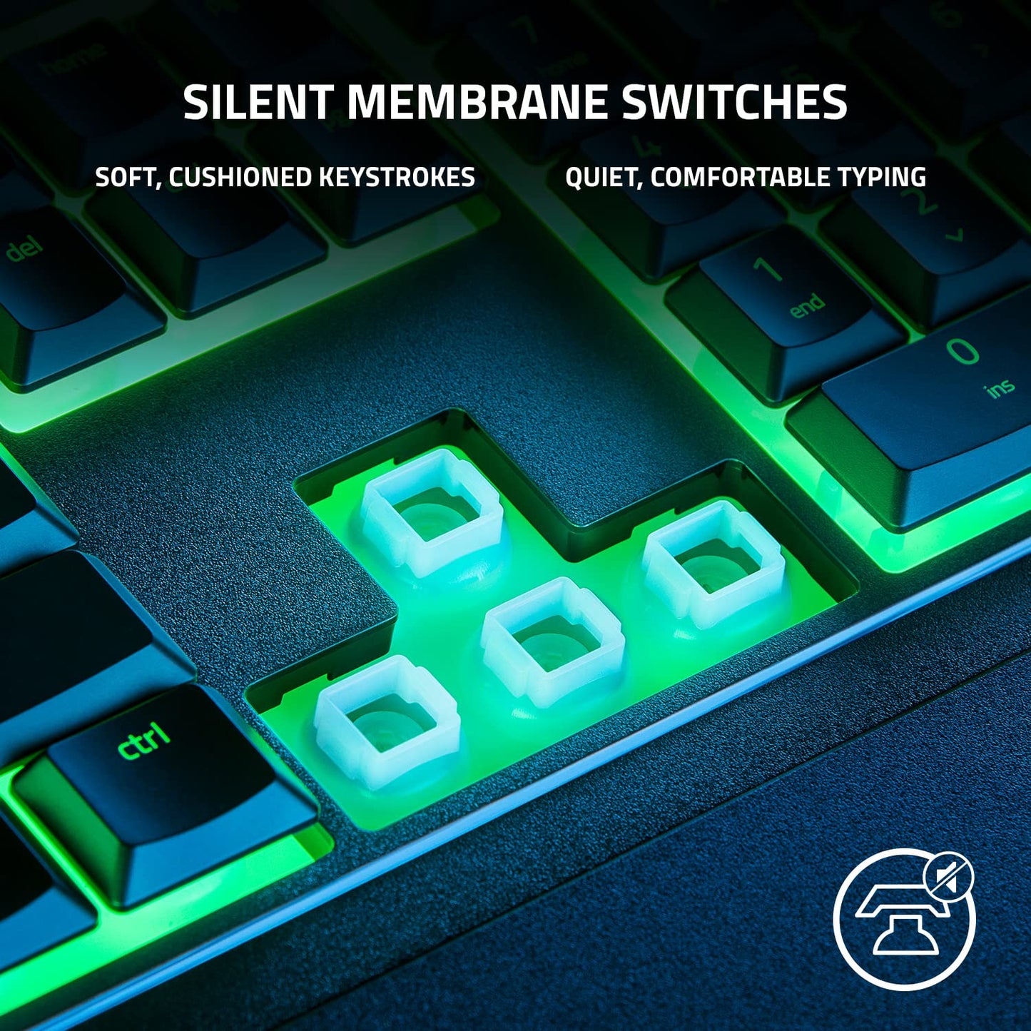Razer Ornata V3 X - Low Profile Gaming Keyboard (Silent Membrane Switches, UV-Coated Keycaps, Durable, Spill-Resistant Design, Ergonomic Writst Rest) UK Layout | Black