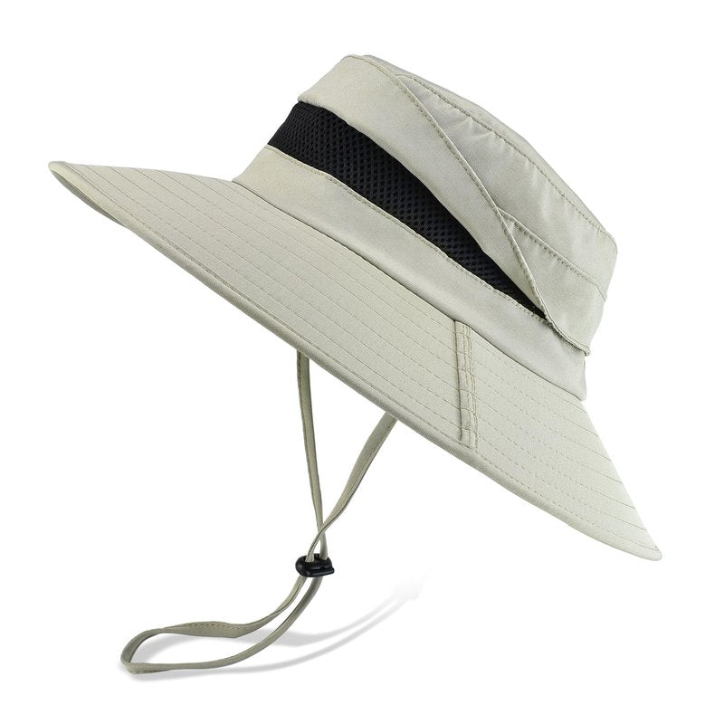 Men's UPF 50+ Waterproof Wide Brim Boonie Hat, Sun & Rain Protection Beige